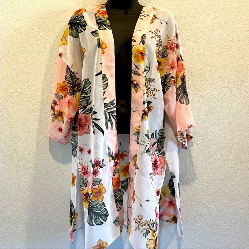 Chiffon Floral Sheer Kimono Pretty for Summer